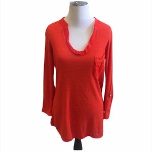 Anthropologie Porridge Ribbed Long Tab Sleeve Top Size Small